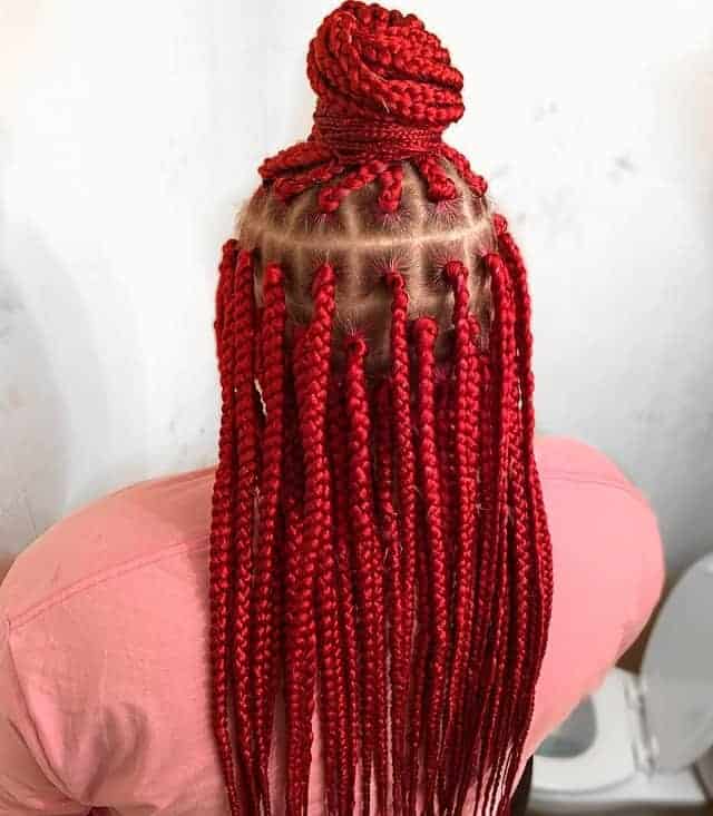 medium red box braids
