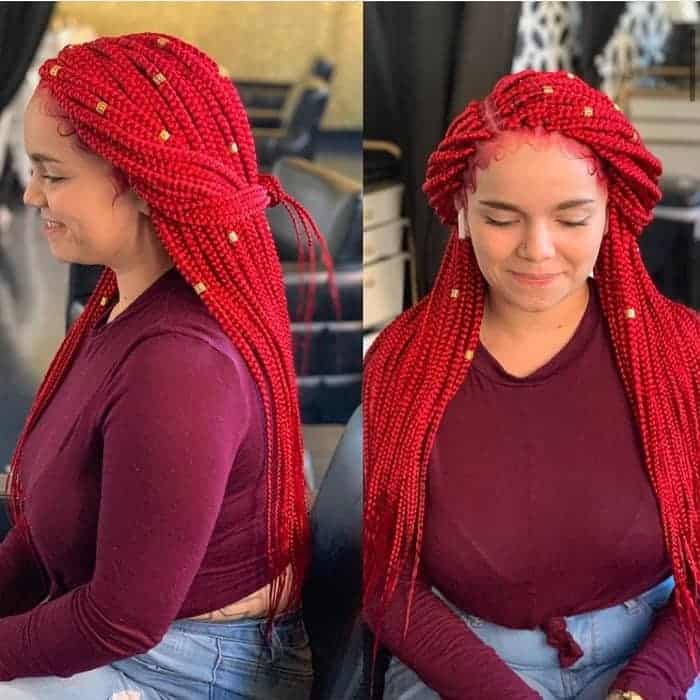red box braids on white girl