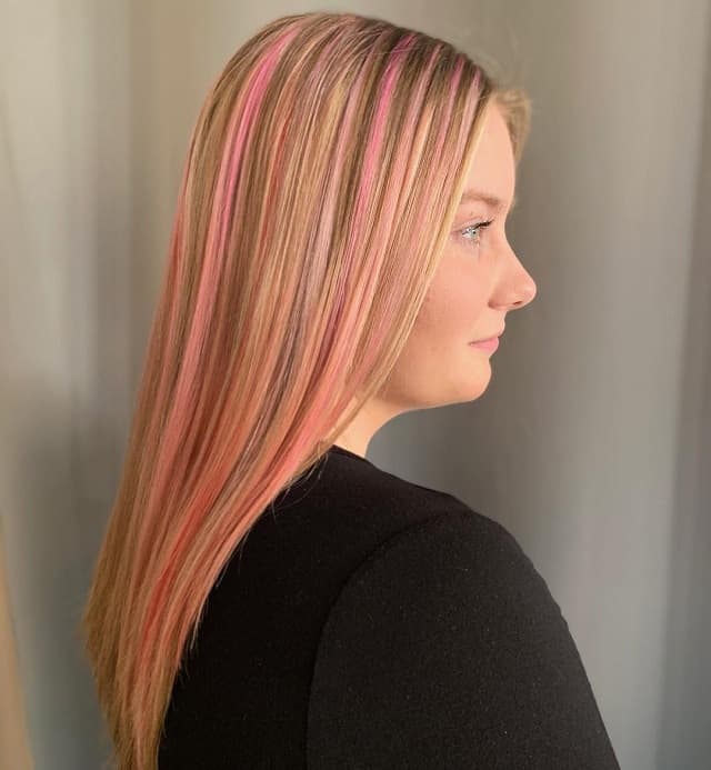 Blonde with Pink Streaked