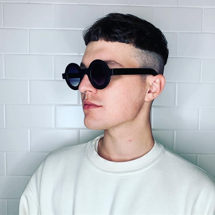 Bowl cut with glasses