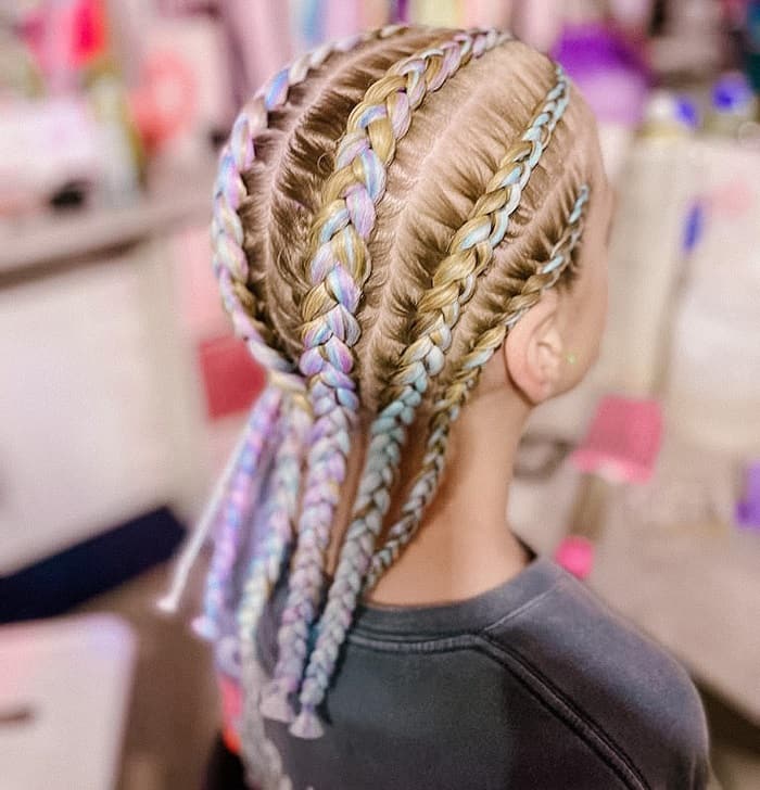 Colorful braided hairstyle