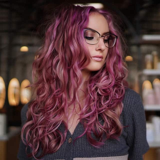 Curly blonde With Pink