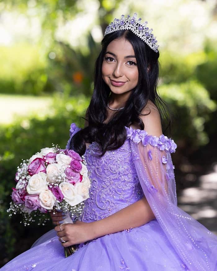 Down Quinceanera with Purple