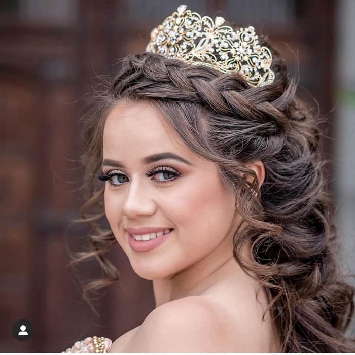 Front braid hairstyle for quinceanera