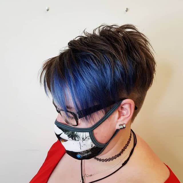 Pixie Cut and Blue Highlights