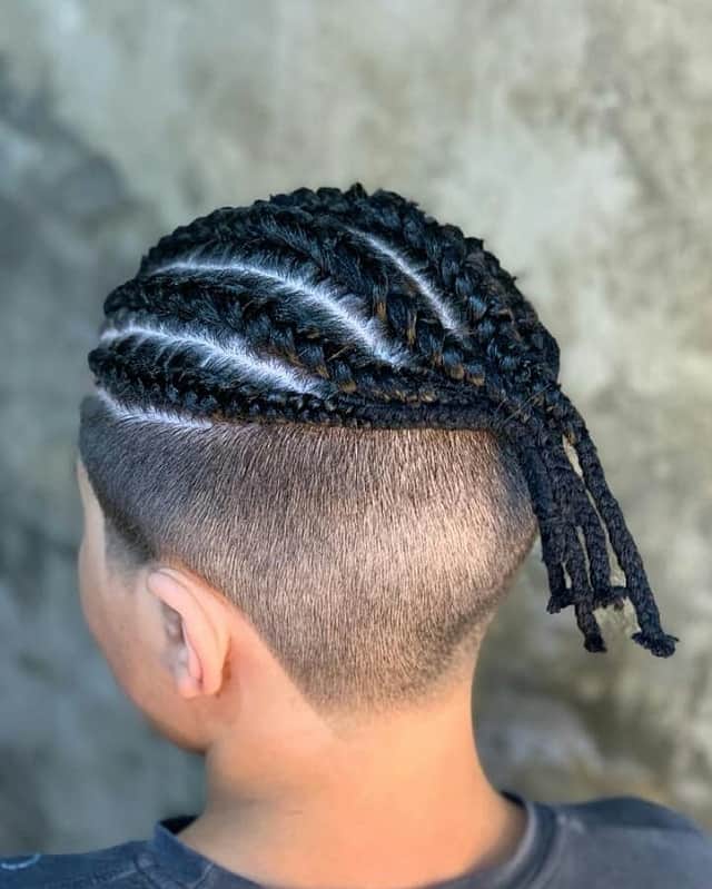 braids to the back with fade