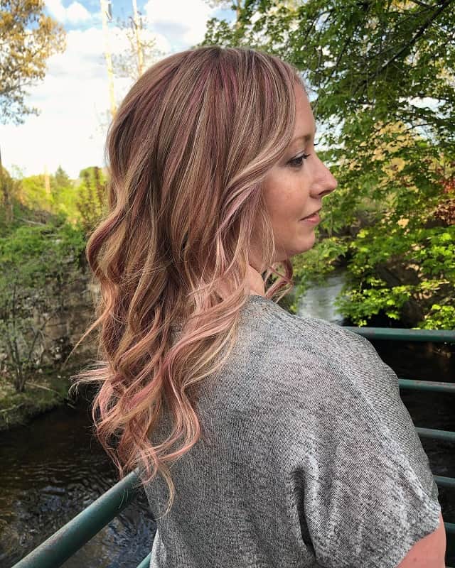 dirty blonde hair with pink