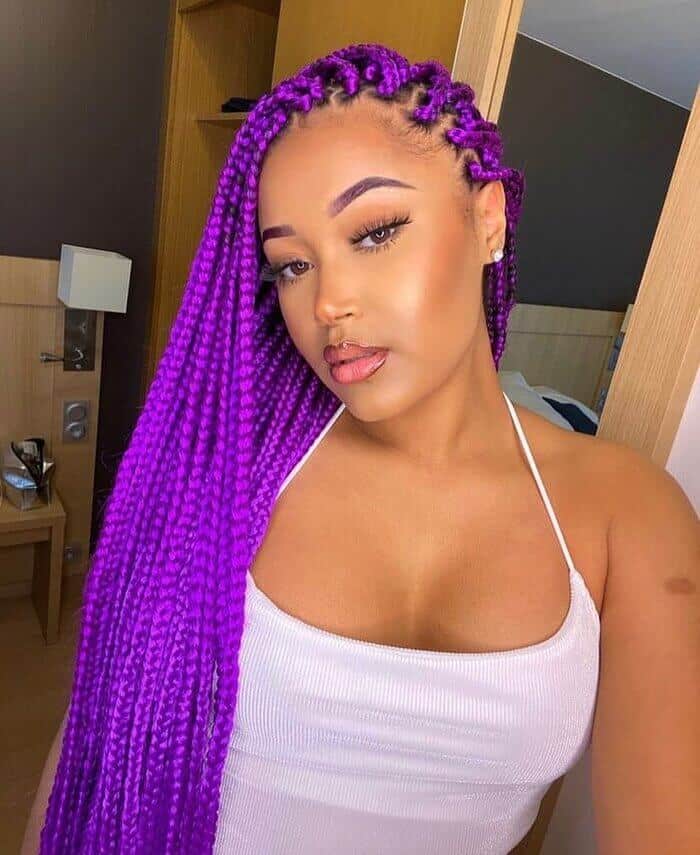 Long Purple Box Braids