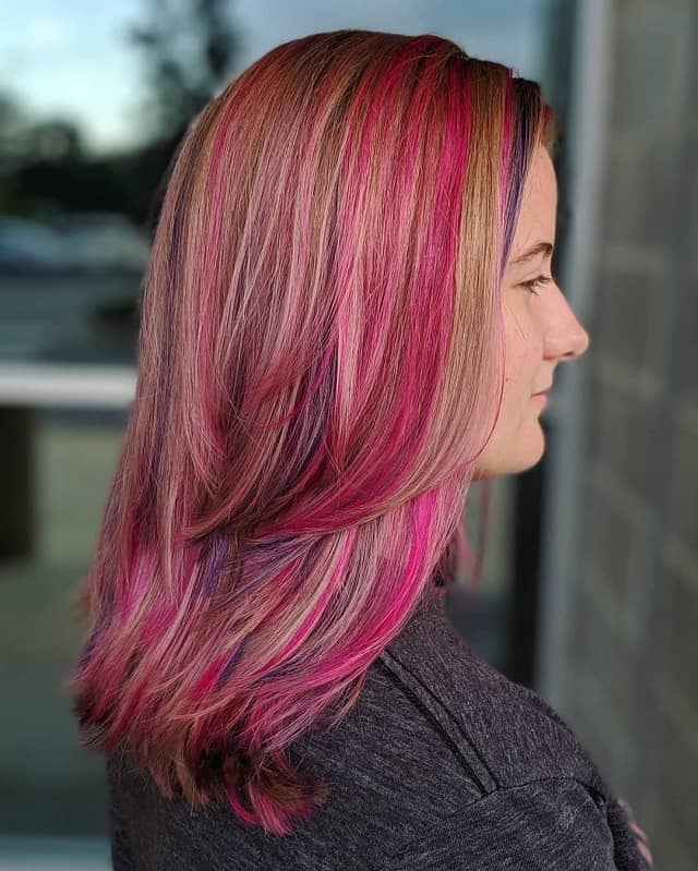 pink and purple highlights