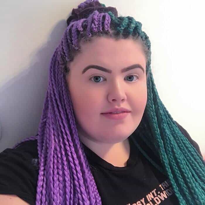 purple and Green box braids