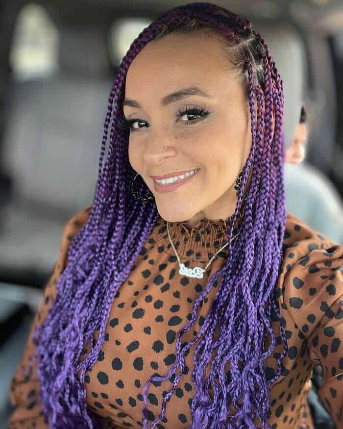 Purple Knotless Box Braids