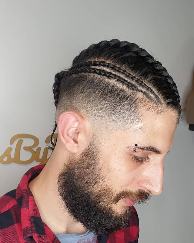 temp fade with braids
