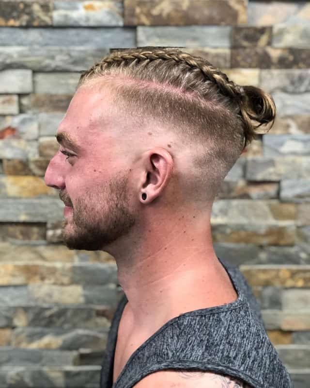 white mens braids with fade