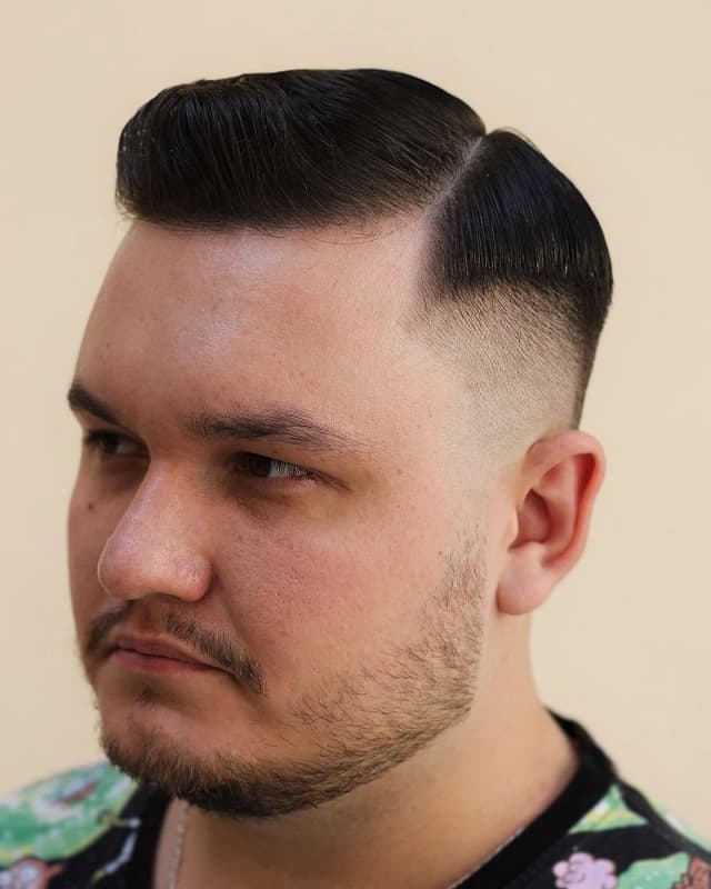Baseball Haircut with Side Part Pompadour