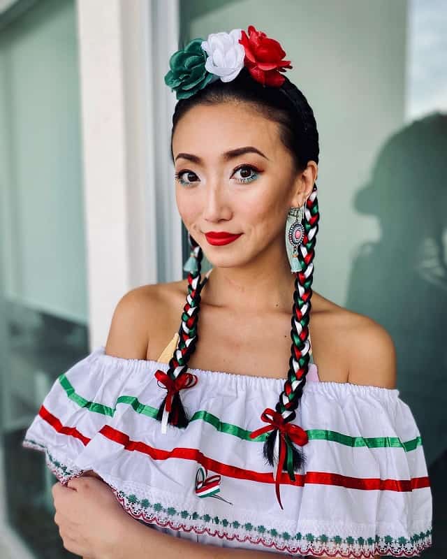 Mexican braids with ribbon