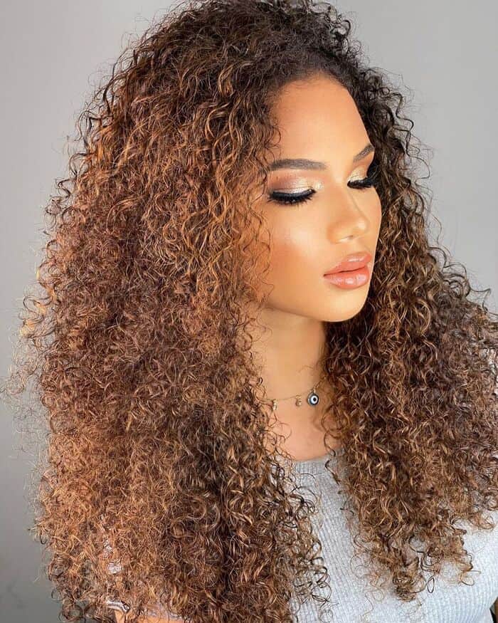Caramel Light Brown Curly Hair