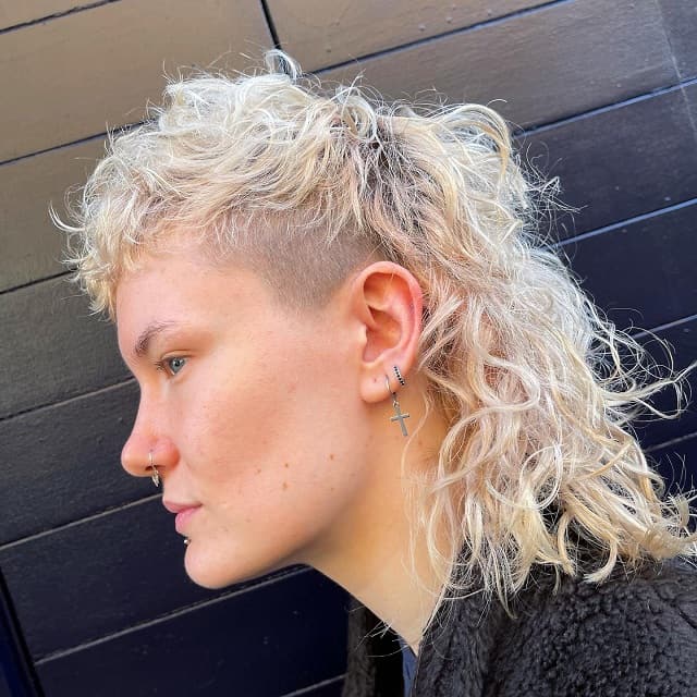 Curly Blonde Mullet