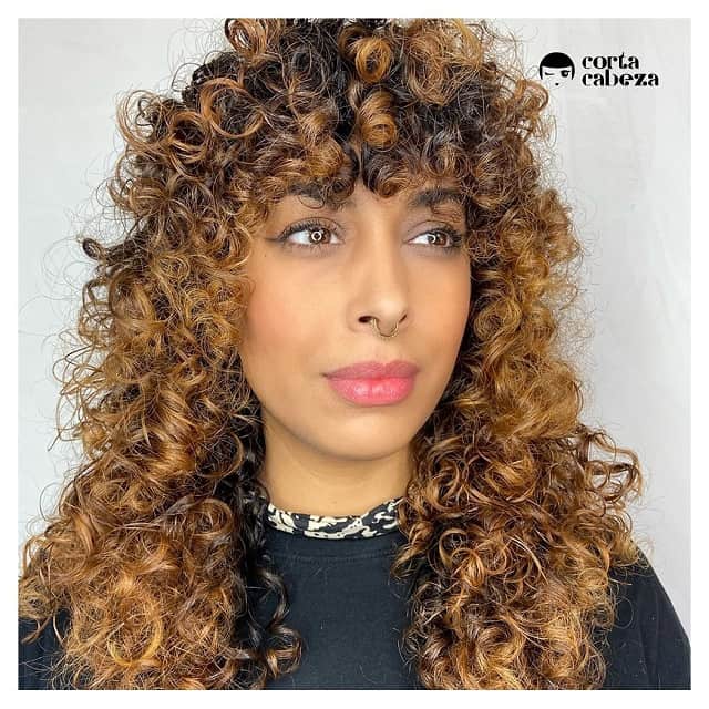 Curly Mullet with Highlights