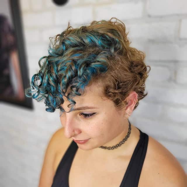 Curly blue pixie