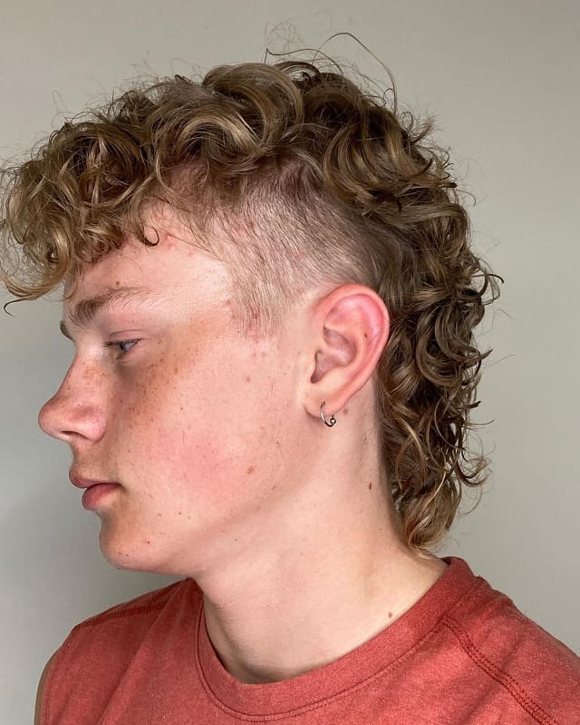 Curly mullet with fade