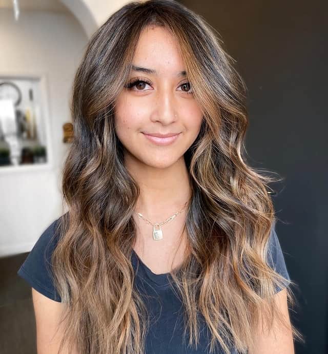 Light brown highlights for long hair