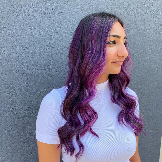 Purple on long hair