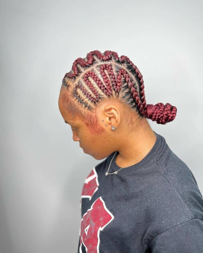 Red Color Zig Zag Braids