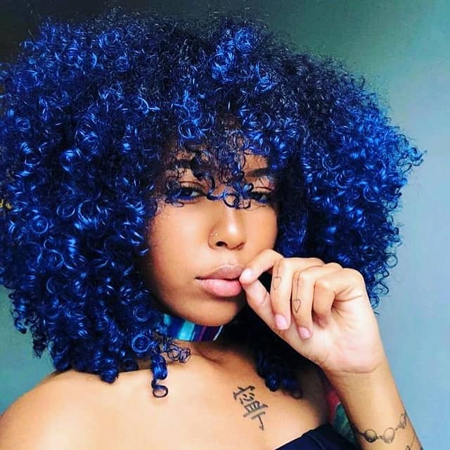 Royal blue curly hair