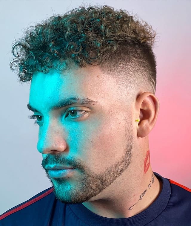 mid fade curly hair