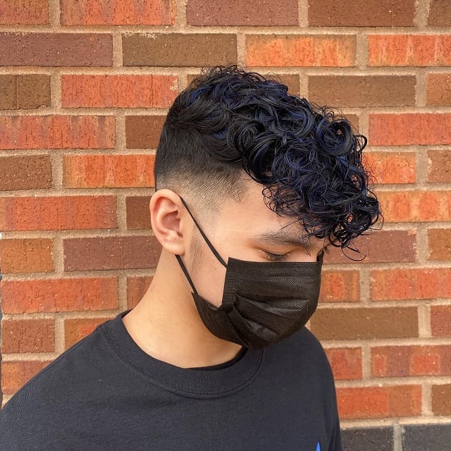 mixed curly hair with fade