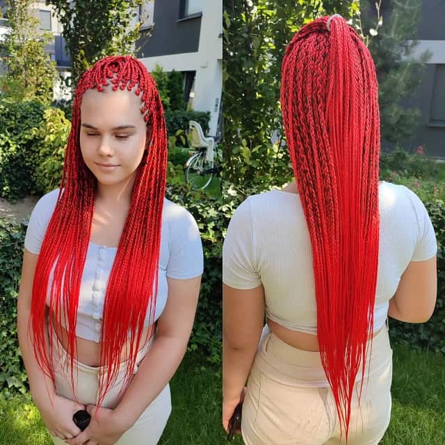 red white girl braids
