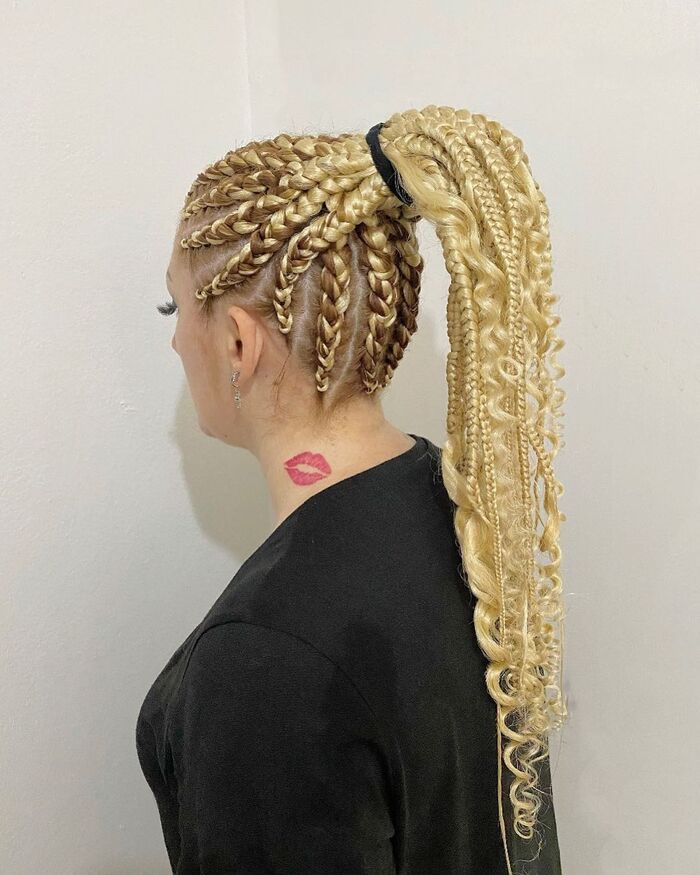 Blonde Cornrows With Ponytail