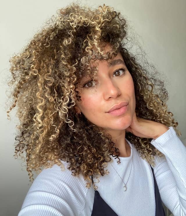 Blondy curly with brown underneath