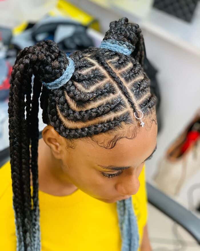 Cornrows Two Ponytails