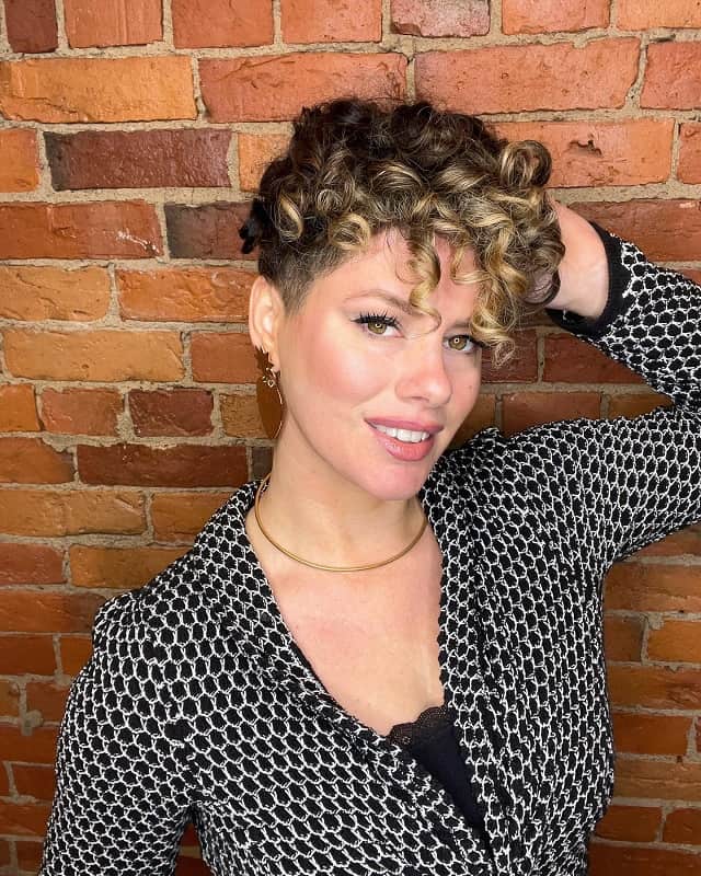 Curly Pixie with Highlights