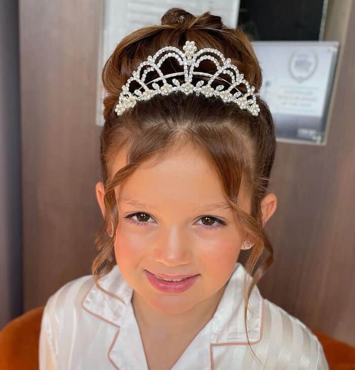 First Communion Hairstyles With Tiara