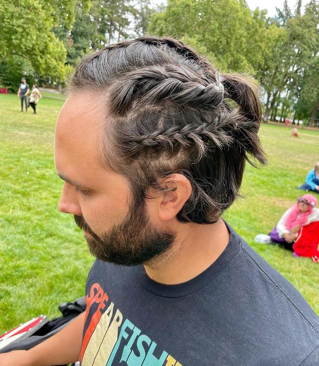 French braid on side for men