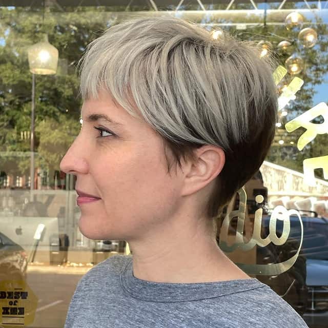 Pixie cut with brown underneath