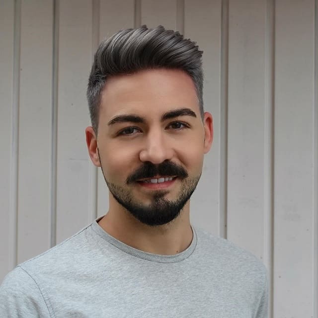 Military-Inspired Pompadour with grey hair