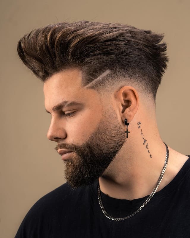 fade haircut with beard line up