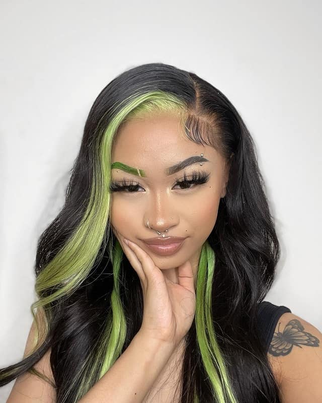 Green Skunk Stripe Hair