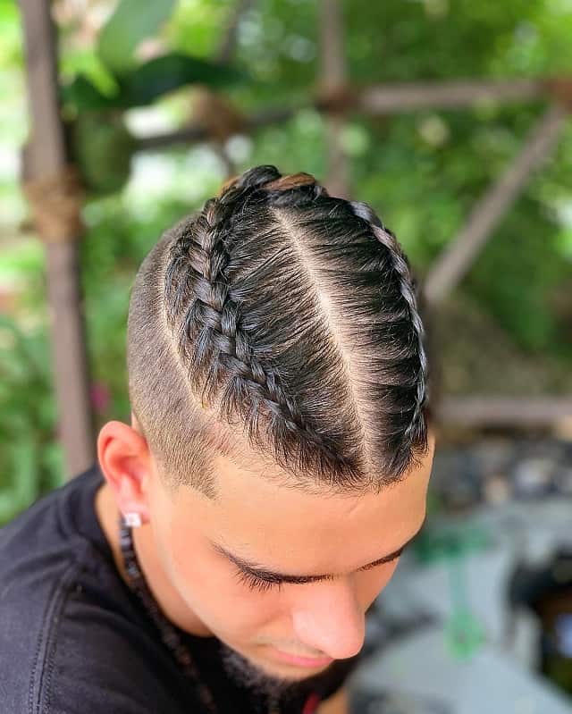 men's double french braids