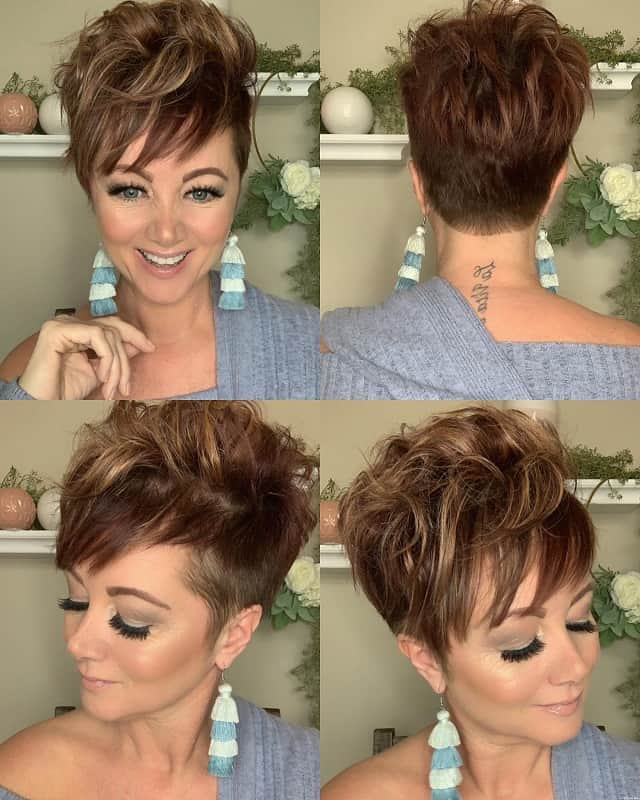 Spiky pixie cut with long bangs