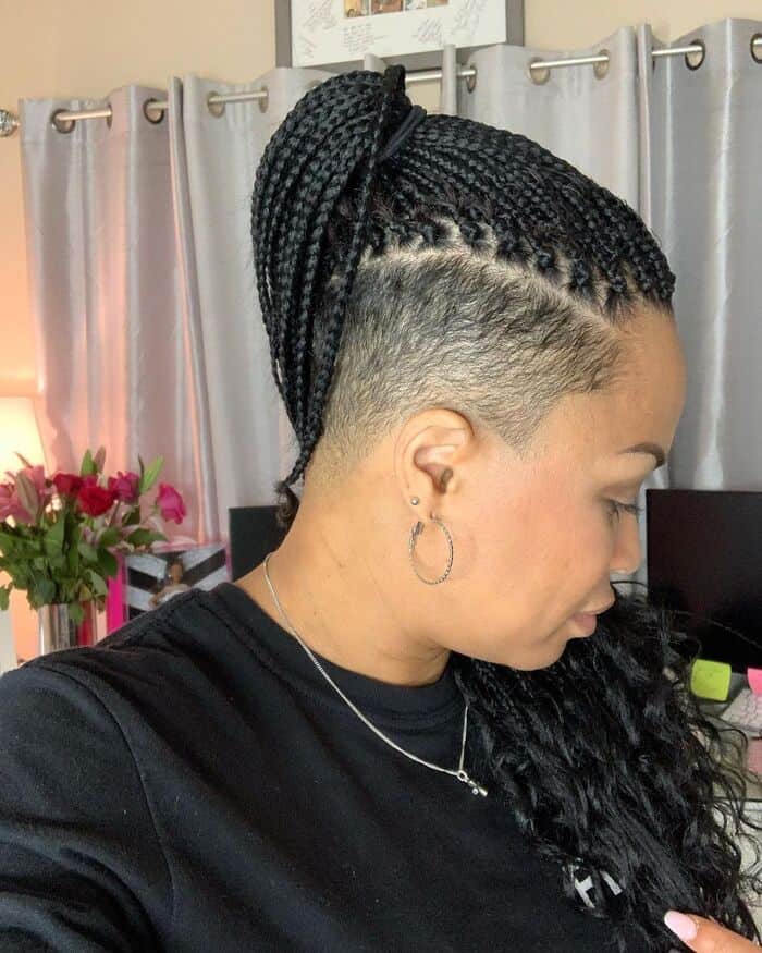Black Braided Hairstyles With Shaved Sides