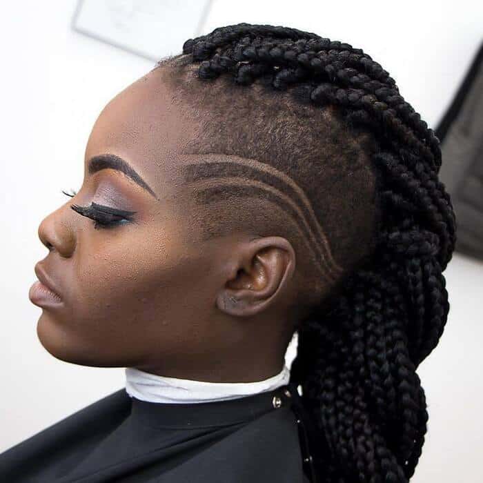 Braids In The Middle With Shaved Sides