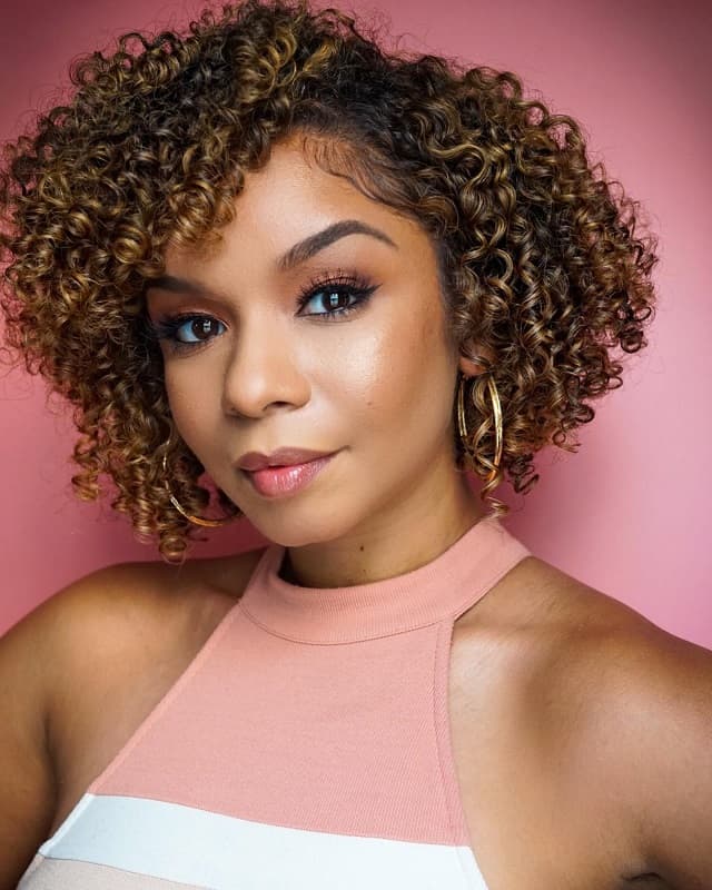 Caramel Colored Short Curly Hair