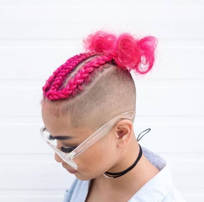 Colourful Braids With Shaved Undercut