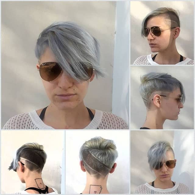 Grey Asymmetrical Pixie cut