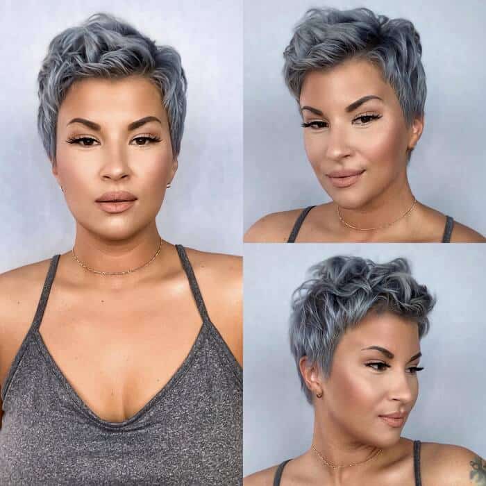 Grey Pixie With Oval Face Shape