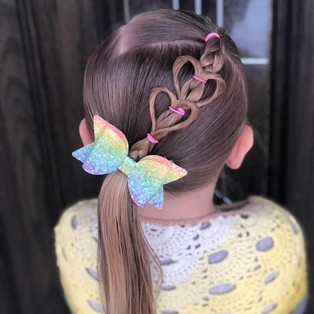 Low Ponytail With Hearts For Little Girl